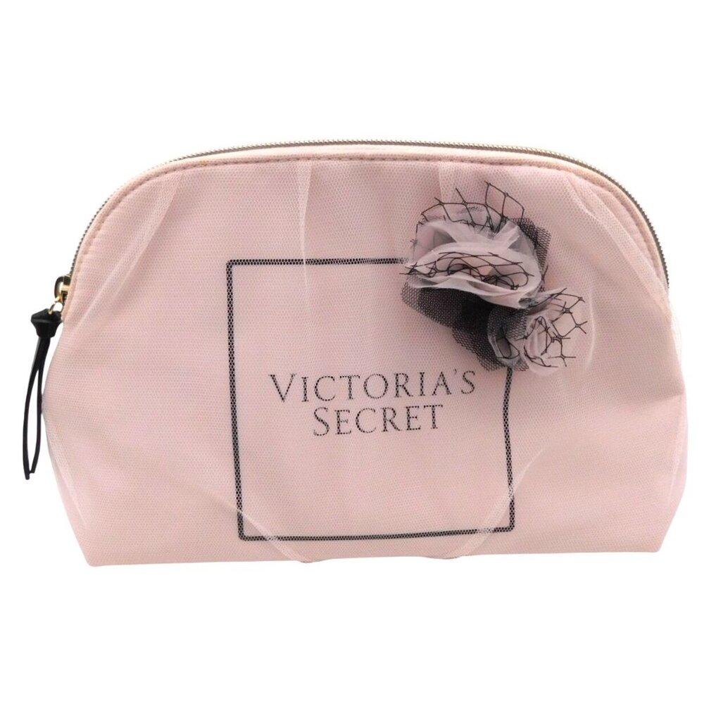 Victoria's Secret Tease Makeup Cosmetic Bag Pale Pink 2020 Netting